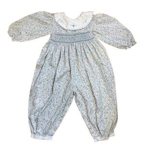Gum Balls Girl's 4T Smocked Bubble Romper Vintage-Look, Short Sleeves, Snaps